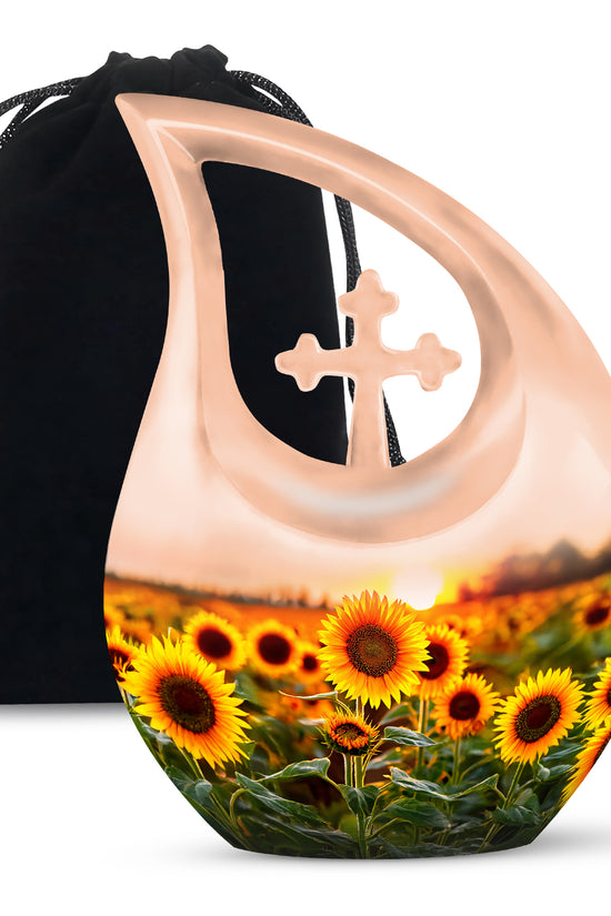 Sunflower Memorial Urn - Sunset Floral Funeral Urn For Adult Ashes