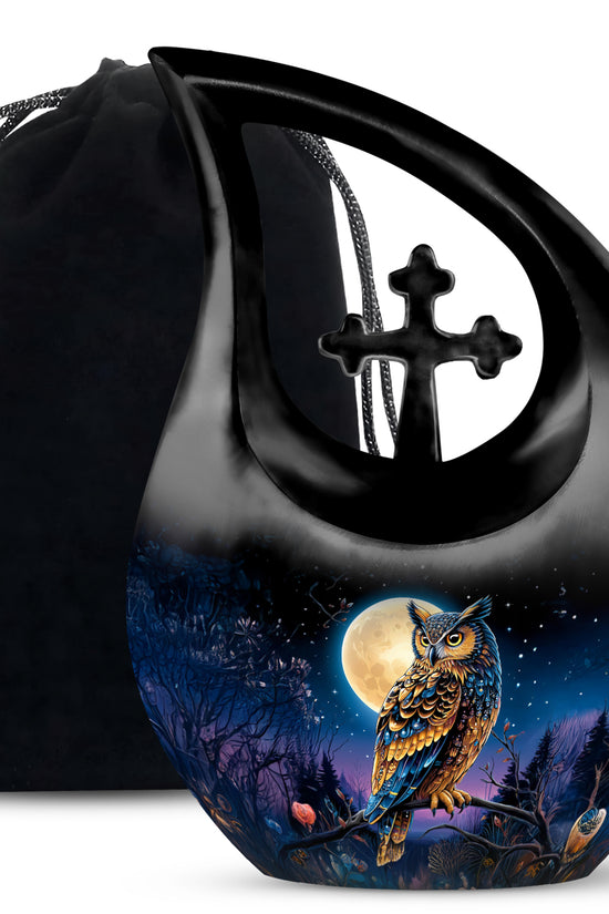 Beautiful Moonlight Cremation Urn - Night Owl Memorial Urn For Adults
