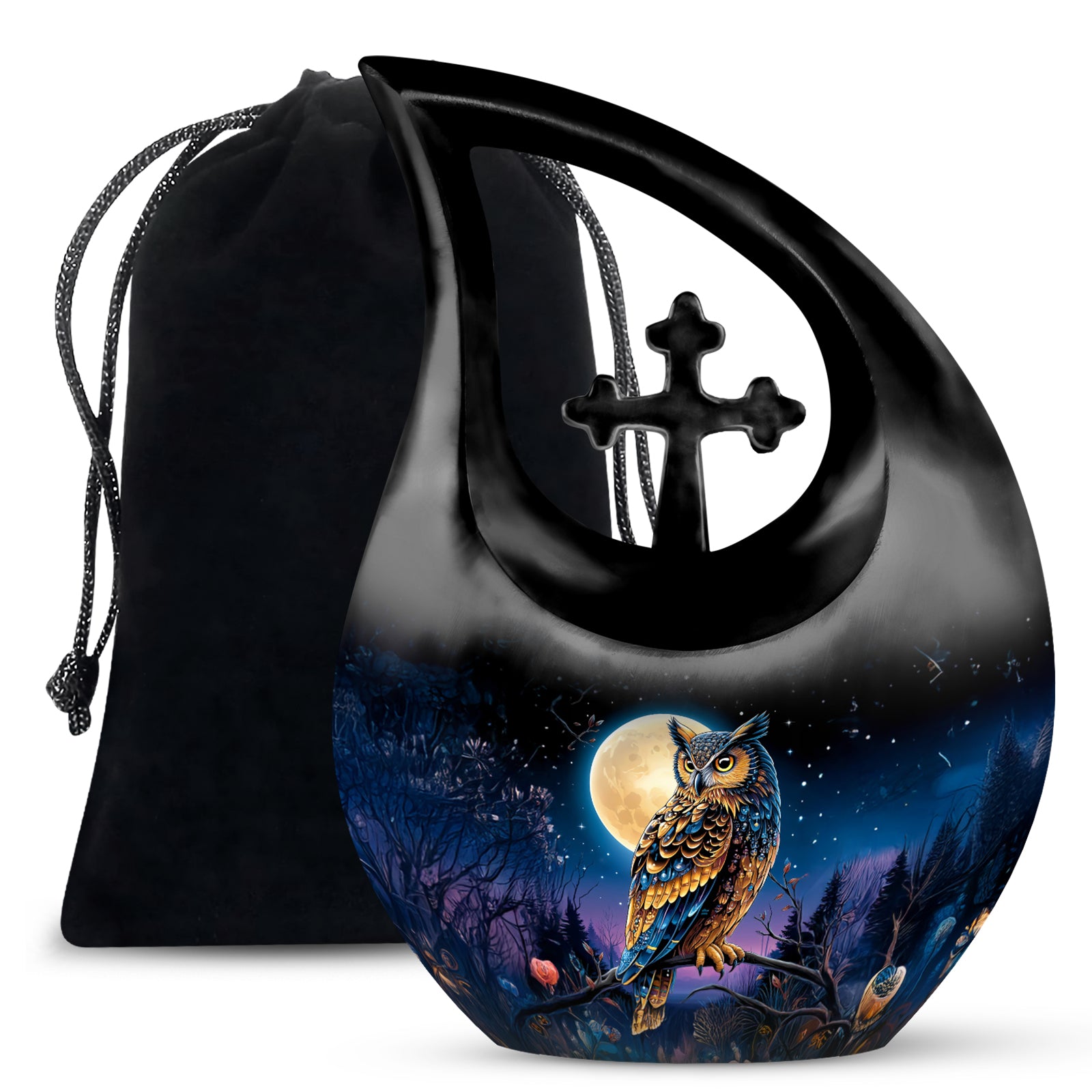 Beautiful Moonlight Cremation Urn - Night Owl Memorial Urn For Adults