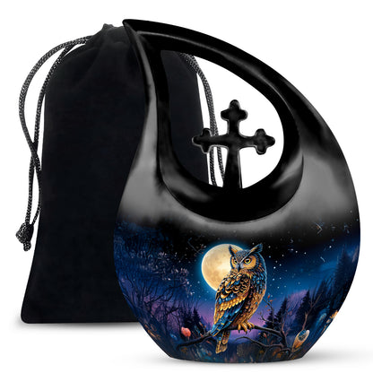 Beautiful Moonlight Cremation Urn - Night Owl Memorial Urn For Adults