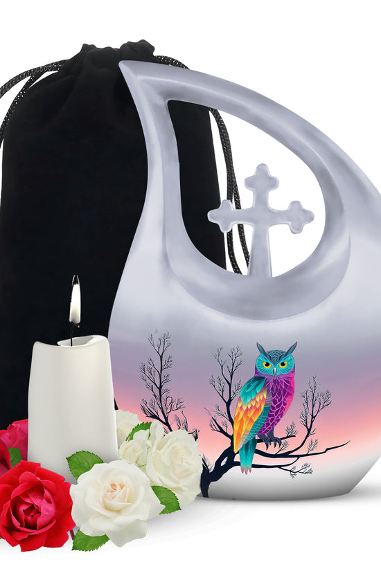 Owl Artwork Cremation Urn - Tree Memorial Urn For Loved Ones