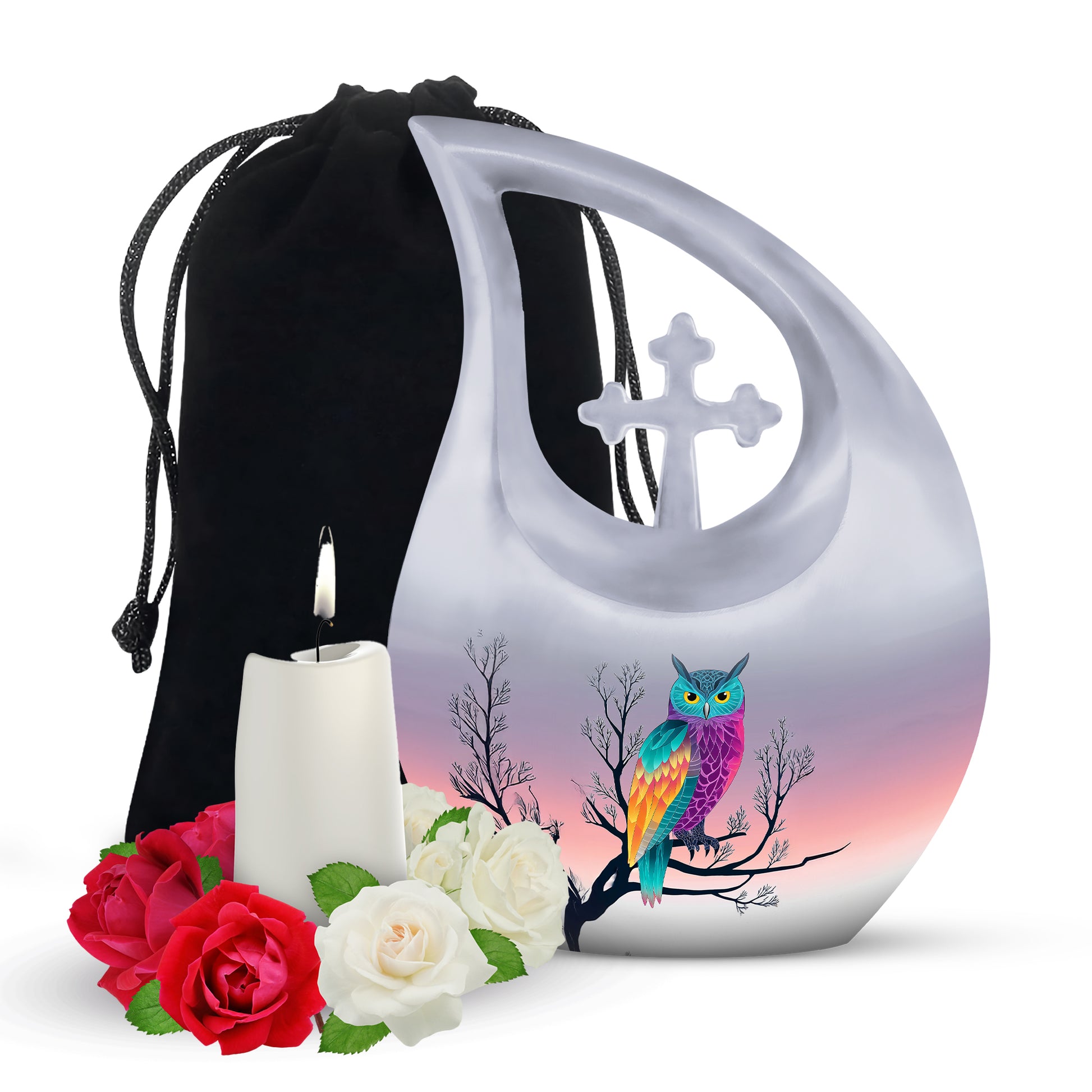 Owl Artwork Cremation Urn - Tree Memorial Urn For Loved Ones
