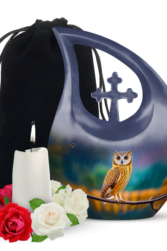 Rain Forest Owl Memorial Urn - Nature Cremation Urn For Adults