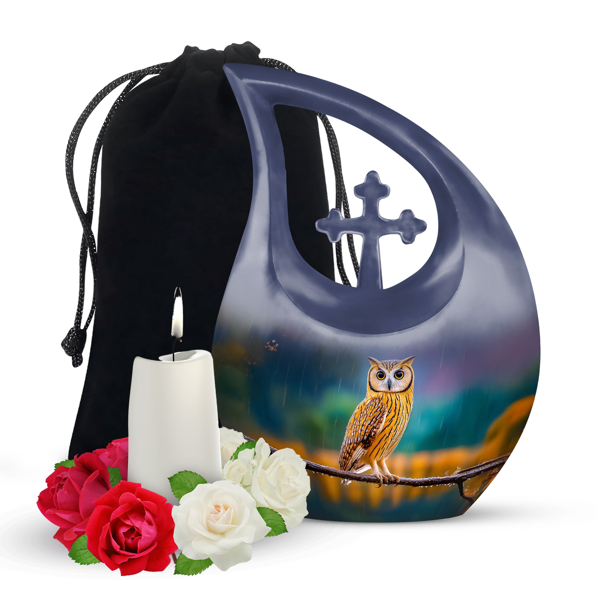 Rain Forest Owl Memorial Urn - Nature Cremation Urn For Adults