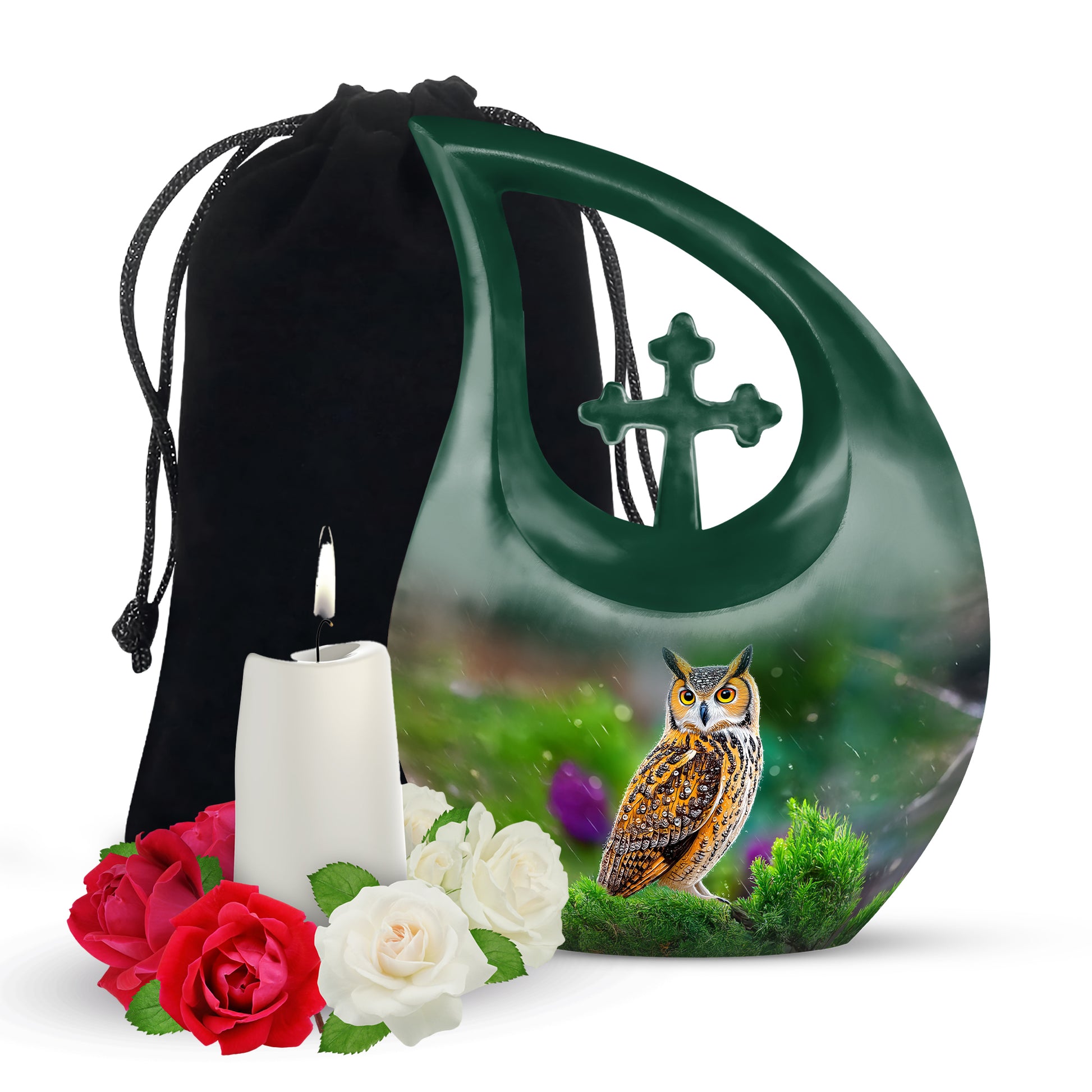 Owl Funeral Urn For Ashes - Green Nature Cremation Urn