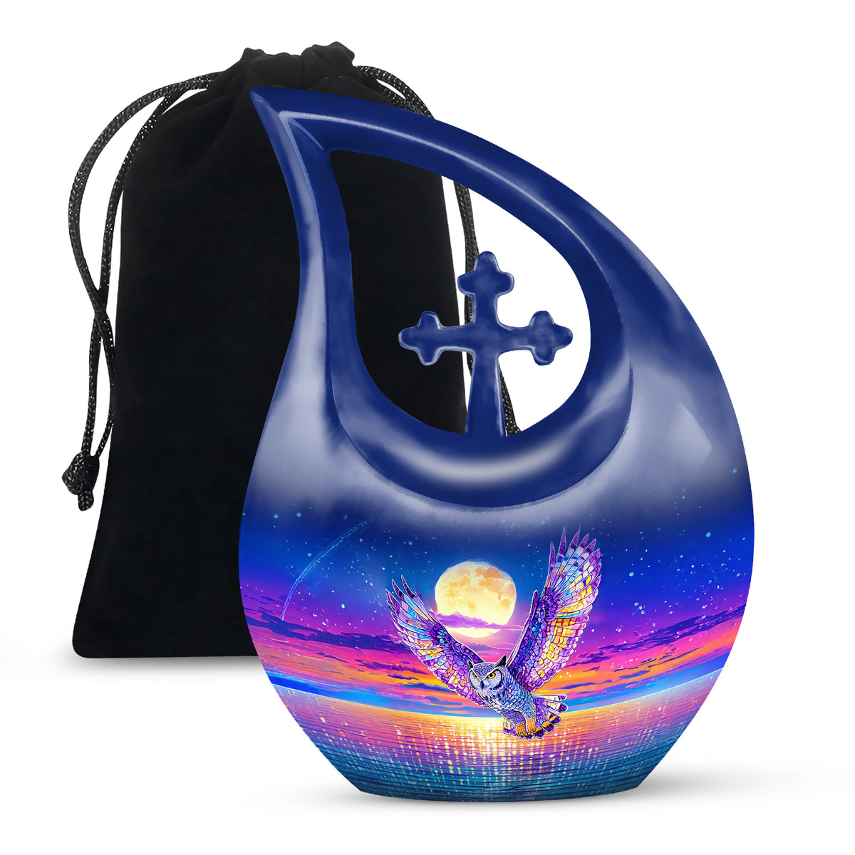 Colorful Owl Funeral Urn - Moonlight Memorial Urn For Loved Ones
