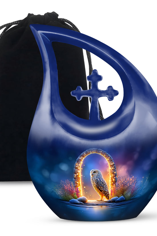 Peaceful Owl Funeral Urn - Glowing Memorial Urn For Adult Ashes