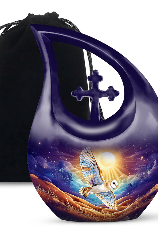 Artistic Owl Cremation Urn - Sunset Memorial Urn For Burial