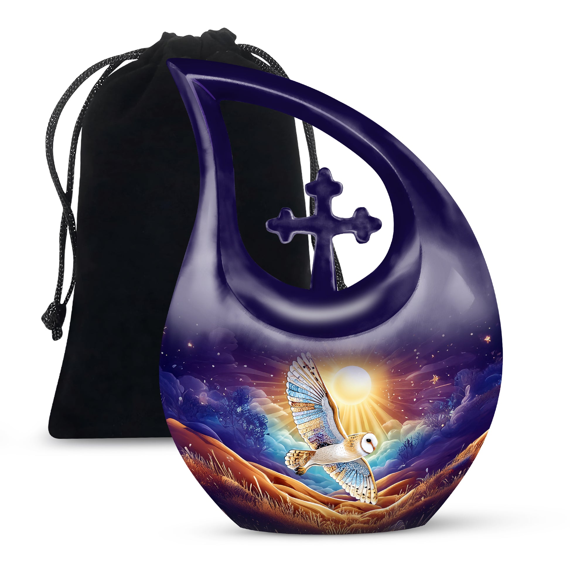 Artistic Owl Cremation Urn - Sunset Memorial Urn For Burial
