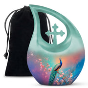 Cherry Blossom Peacock Cremation Urn - Beautiful Funeral Urn For Mom
