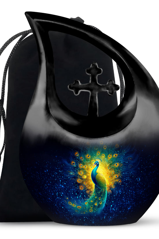 Peacock Cremation Urn - Galaxy Theme Funeral Urn For Adult Ashes
