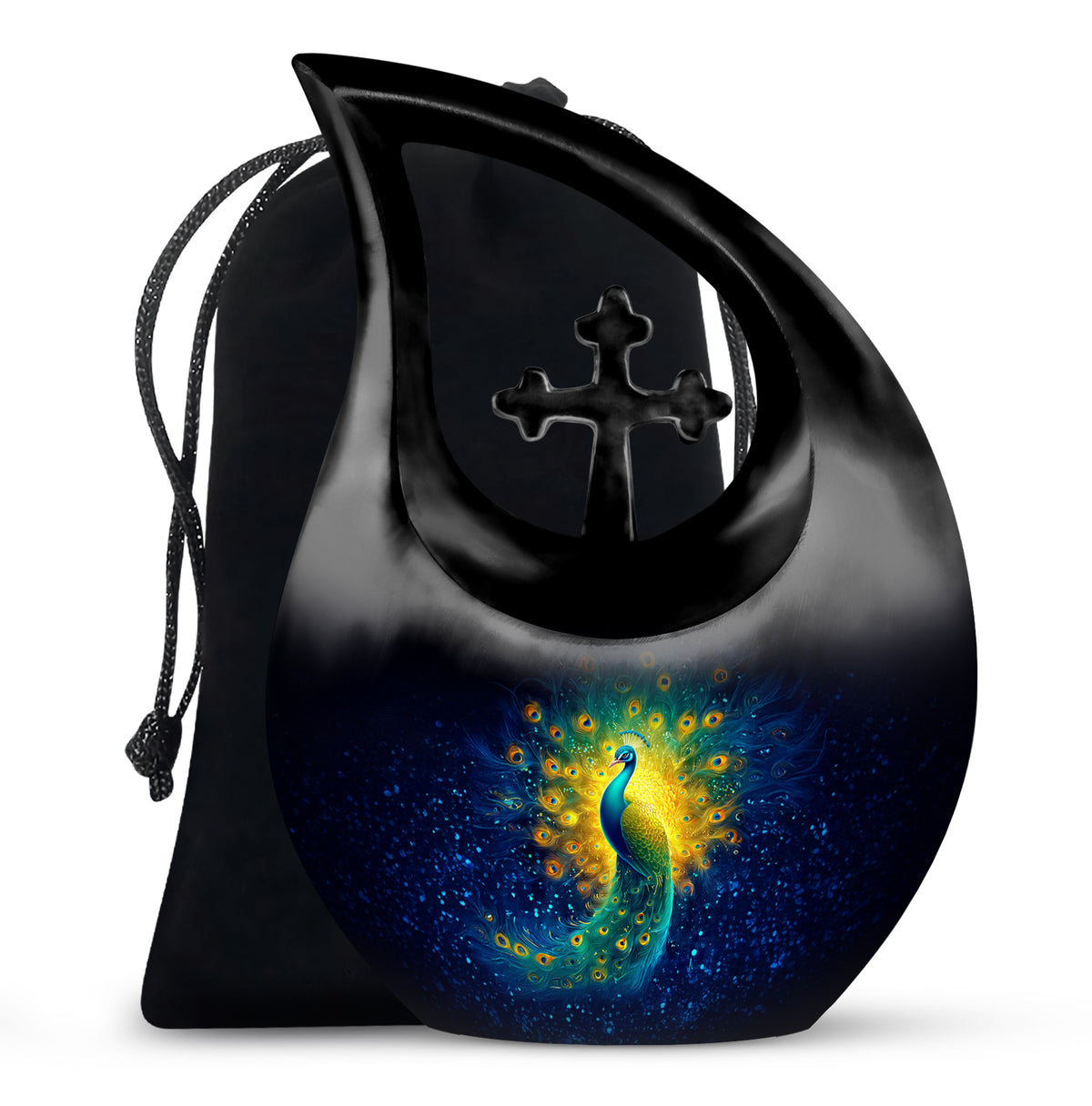 Peacock Cremation Urn - Galaxy Theme Funeral Urn For Adult Ashes