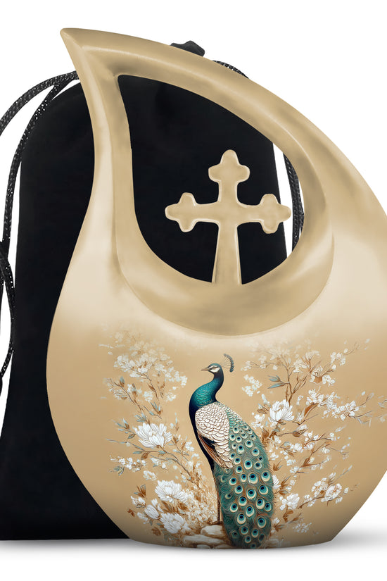 Peacock Theme Memorial Urn - Beautiful Artistic Funeral Urn For Loved Ones