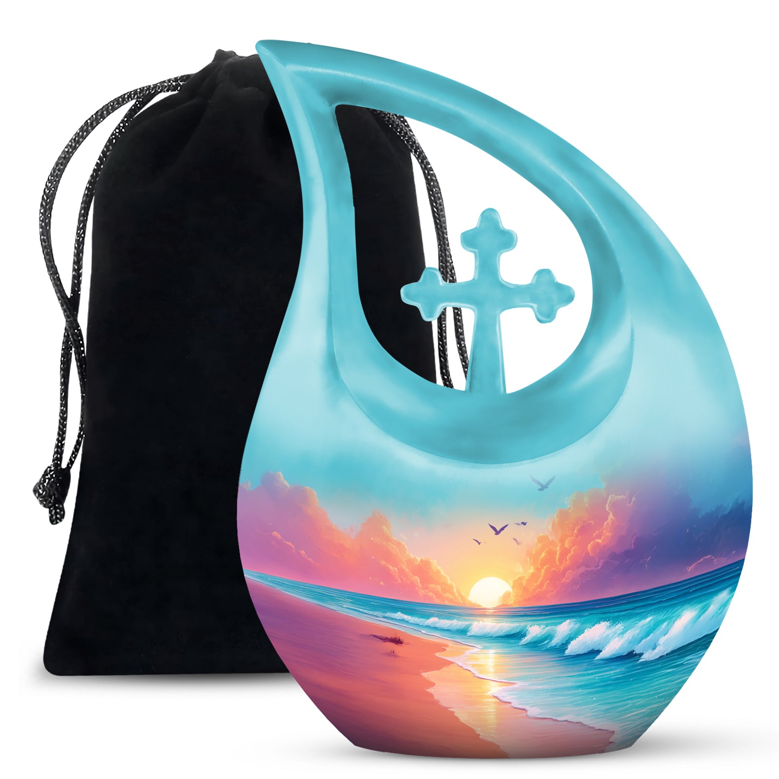 Peaceful Beach Memorial Urn For Ashes - Large Sized Urn For Adult Men