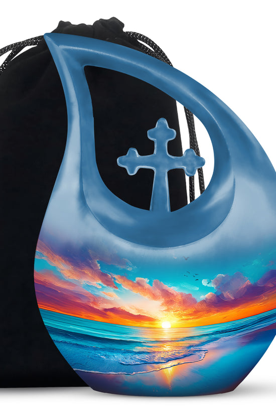 Beautiful Beach Funeral Urn - Peaceful Cremation Urn For Loved Ones