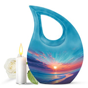 Harmonious Beach Cremation Urns for Human Ashes - Teal 10-inch - Yatskia