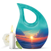 Distinguished Teal Beach Cremation Urn for Ashes - 10-inch, 200 cu in - Yatskia