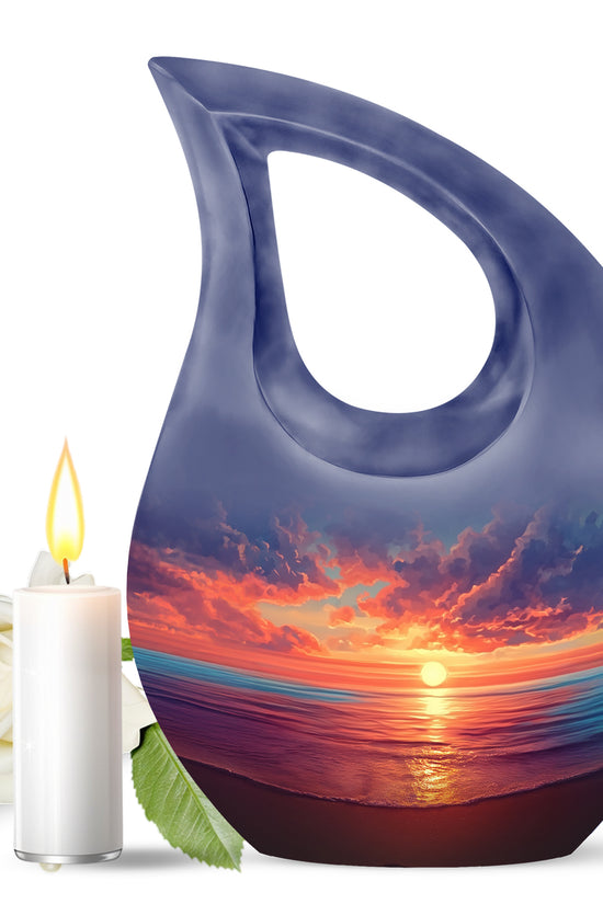 Personalized Blue Beach Cremation Urns for Ashes - Enchanting 10-inch - Yatskia