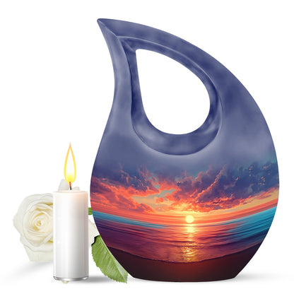 Personalized Blue Beach Cremation Urns for Ashes - Enchanting 10-inch - Yatskia
