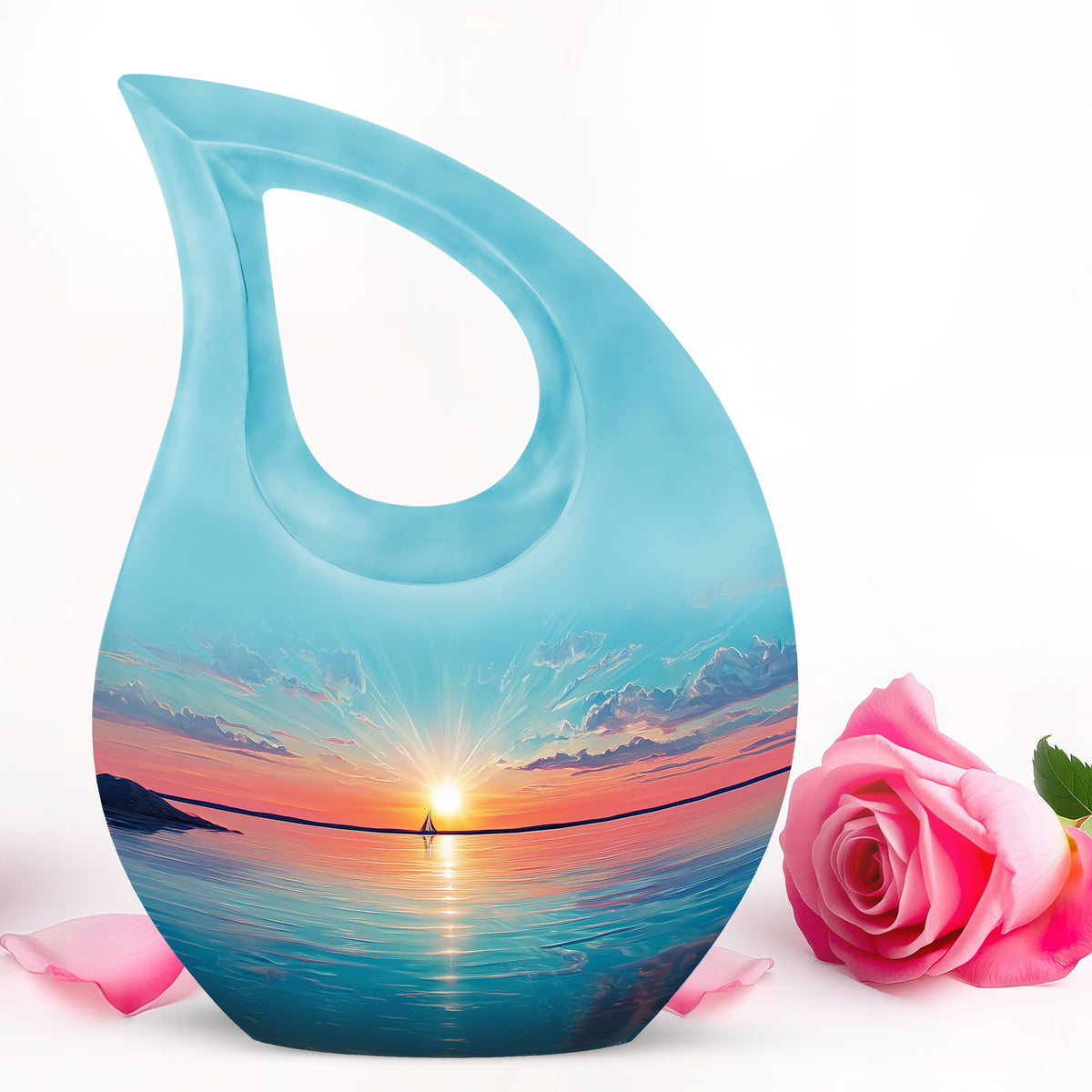 Regal Beach Memorial Cremation Urns - Teal 10-inch, 200 cu in - Yatskia