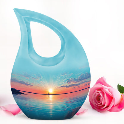 Regal Beach Memorial Cremation Urns - Teal 10-inch, 200 cu in - Yatskia