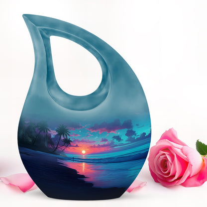 Sublime Beach Cremation Urns for Human Ashes - Blue 10-inch - Yatskia