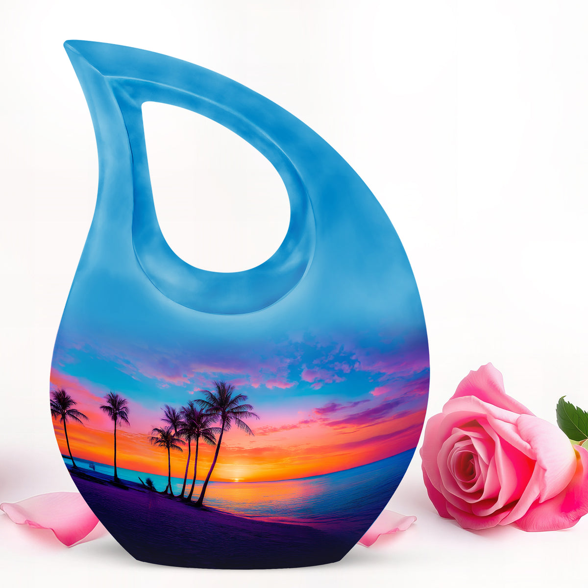 Personalized Magnificent Beach Cremation Urns - Blue 10-inch, 200 cu in - Yatskia