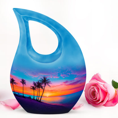 Personalized Magnificent Beach Cremation Urns - Blue 10-inch, 200 cu in - Yatskia