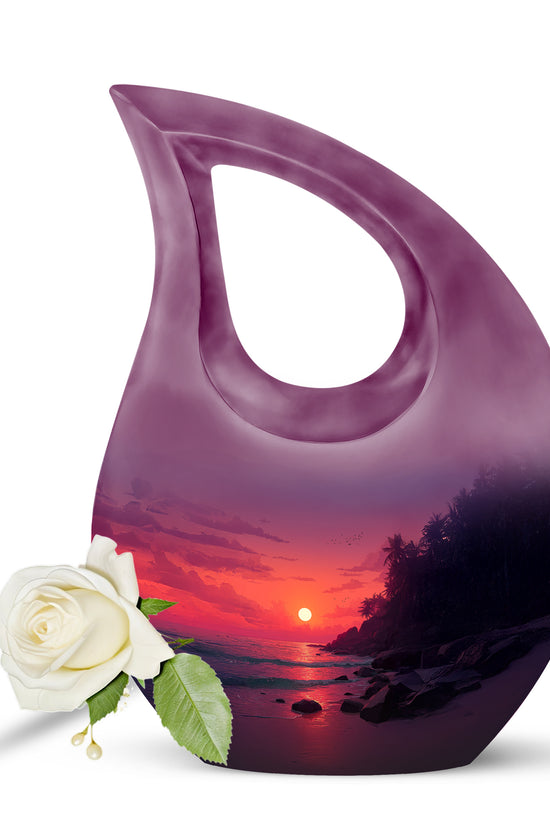 Pink Treasured Beach Cremation Urns for Human Ashes - 10-inch, 200 cu in - Yatskia
