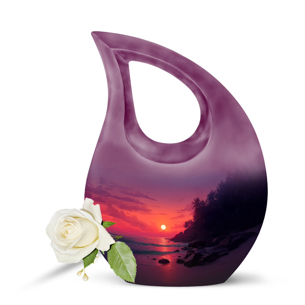 Pink Treasured Beach Cremation Urns for Human Ashes - 10-inch, 200 cu in - Yatskia