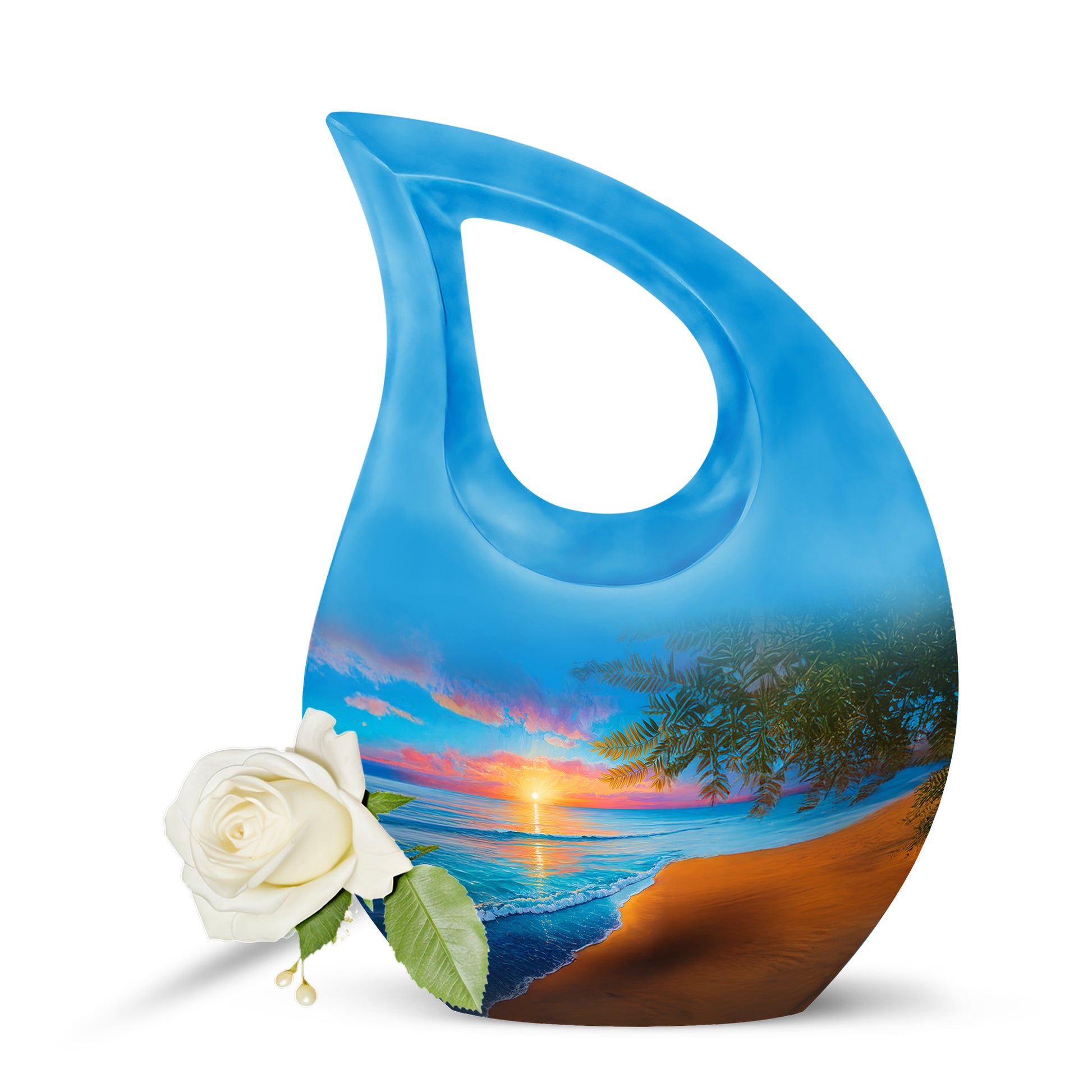 Personalized Beach Cremation Urns - Soothing Blue 10-inch, 200 cu in - Yatskia