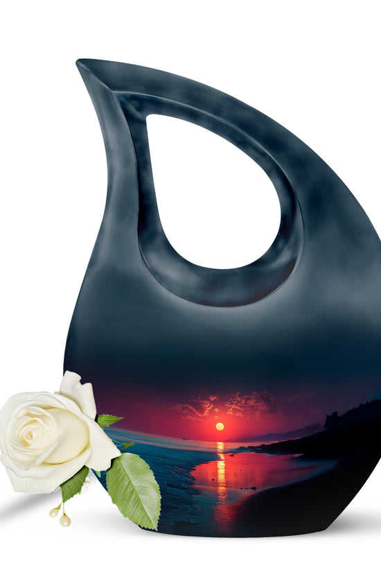 Personalized Beach Cremation Urns - Soothing Blue 10-inch, 200 cu in - Yatskia