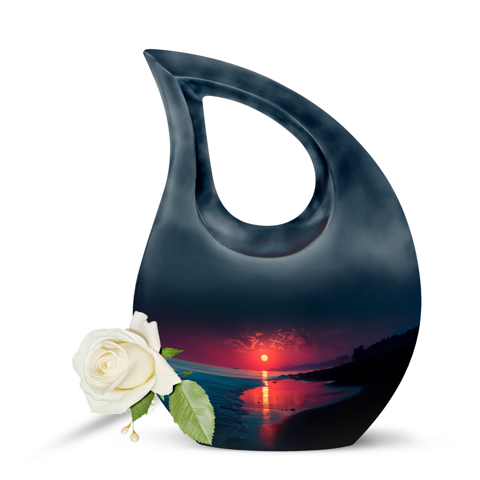 Personalized Beach Cremation Urns - Soothing Blue 10-inch, 200 cu in - Yatskia