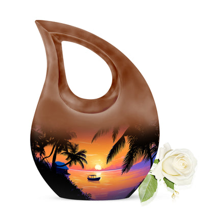 Pink Beach Haven Cremation Urns for Human Ashes - 10-inch, 200 cu in - Yatskia