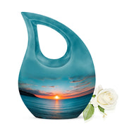 Personalized Teal Sovereign Beach Cremation Urns for Human Ashes - 10-inch, 200 cu in - Yatskia