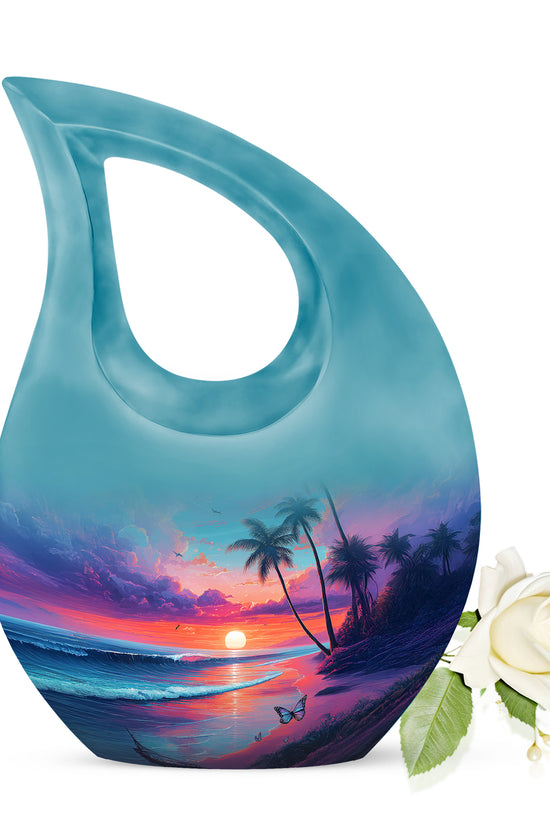 Blessed Beach Cremation Urns for Human Ashes - Blue 10-inch - Yatskia