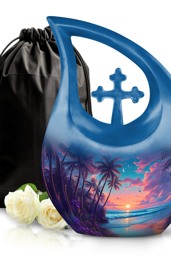 Sunset Beach Cremation Urn - Decorative Ocean Urn For Human Ashes