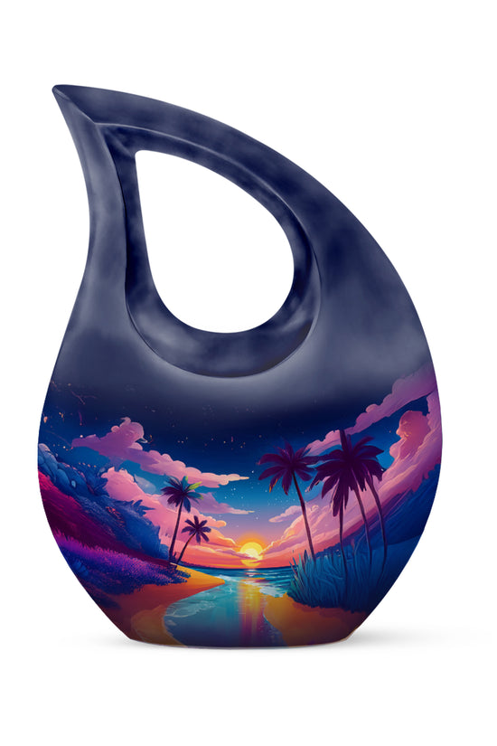 Remarkable Beach Memorial Cremation Urns - Blue 10-inch, 200 cu in - Yatskia