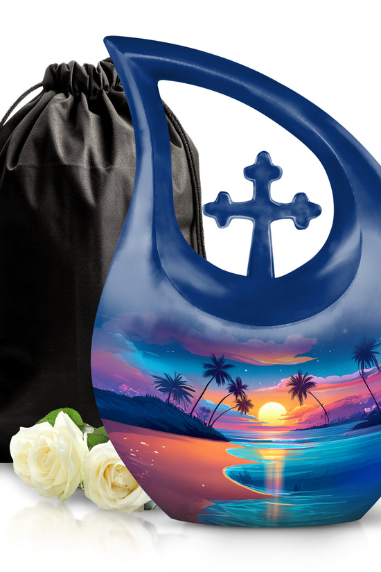 Beach Theme Funeral Urn - Aluminium Memorial Urn For Male & Female