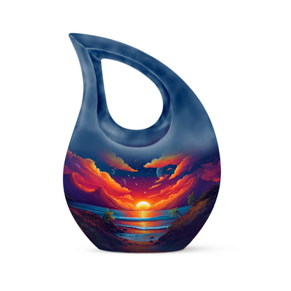 Blue Beach Homage Cremation Urns for Human Ashes - 10-inch, 200 cu in - Yatskia