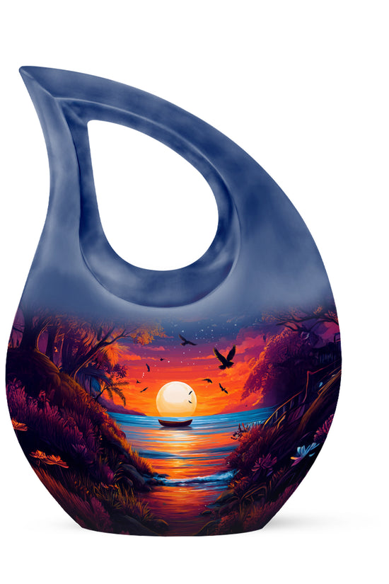 Regal Beach Memorial Cremation Urns - Blue 10-inch, 200 cu in - Yatskia