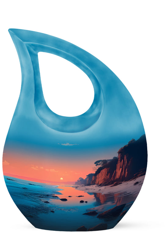 Divine Teal Beach Cremation Urn for Ashes - 10-inch, 200 cu in - Yatskia