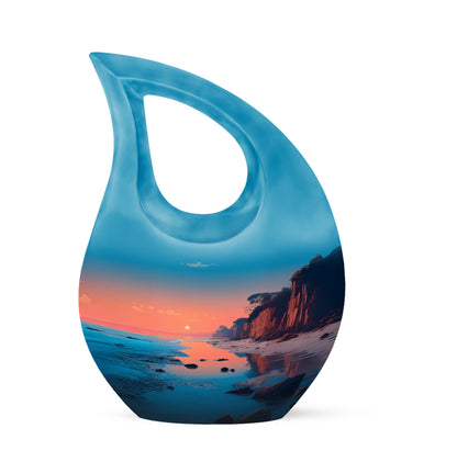 Divine Teal Beach Cremation Urn for Ashes - 10-inch, 200 cu in - Yatskia