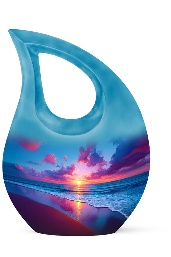 Personalized Beach Cremation Urns - Soothing Blue 10-inch, 200 cu in - Yatskia