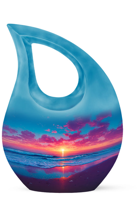 Personalized Blue Beach Cremation Urns for Ashes - Enchanting 10-inch - Yatskia