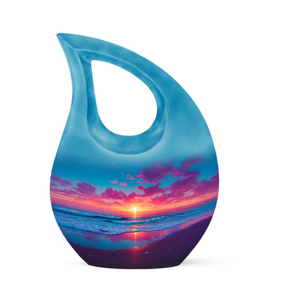 Personalized Blue Beach Cremation Urns for Ashes - Enchanting 10-inch - Yatskia