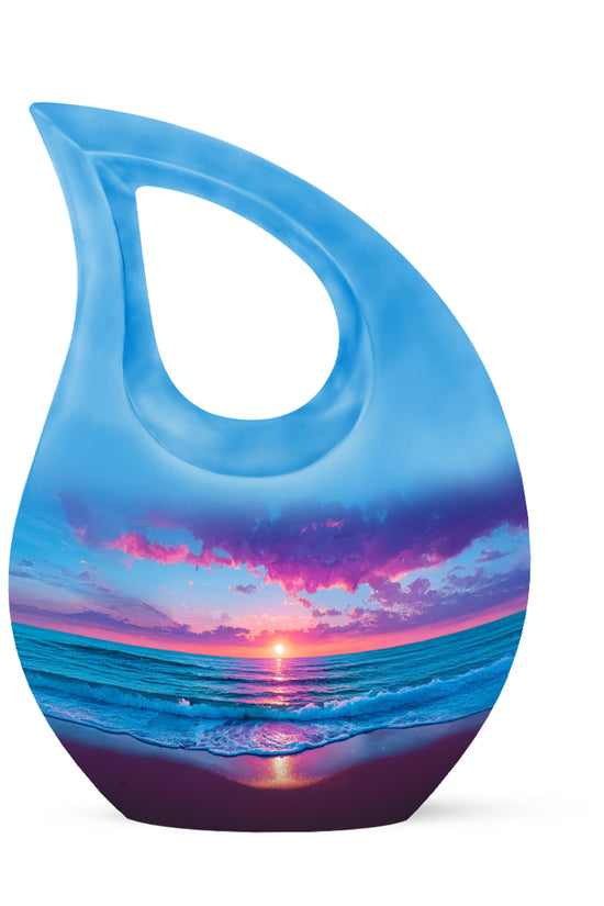 Personalized Elegant Beach Cremation Urns - Blue 10-inch, 200 cu in - Yatskia