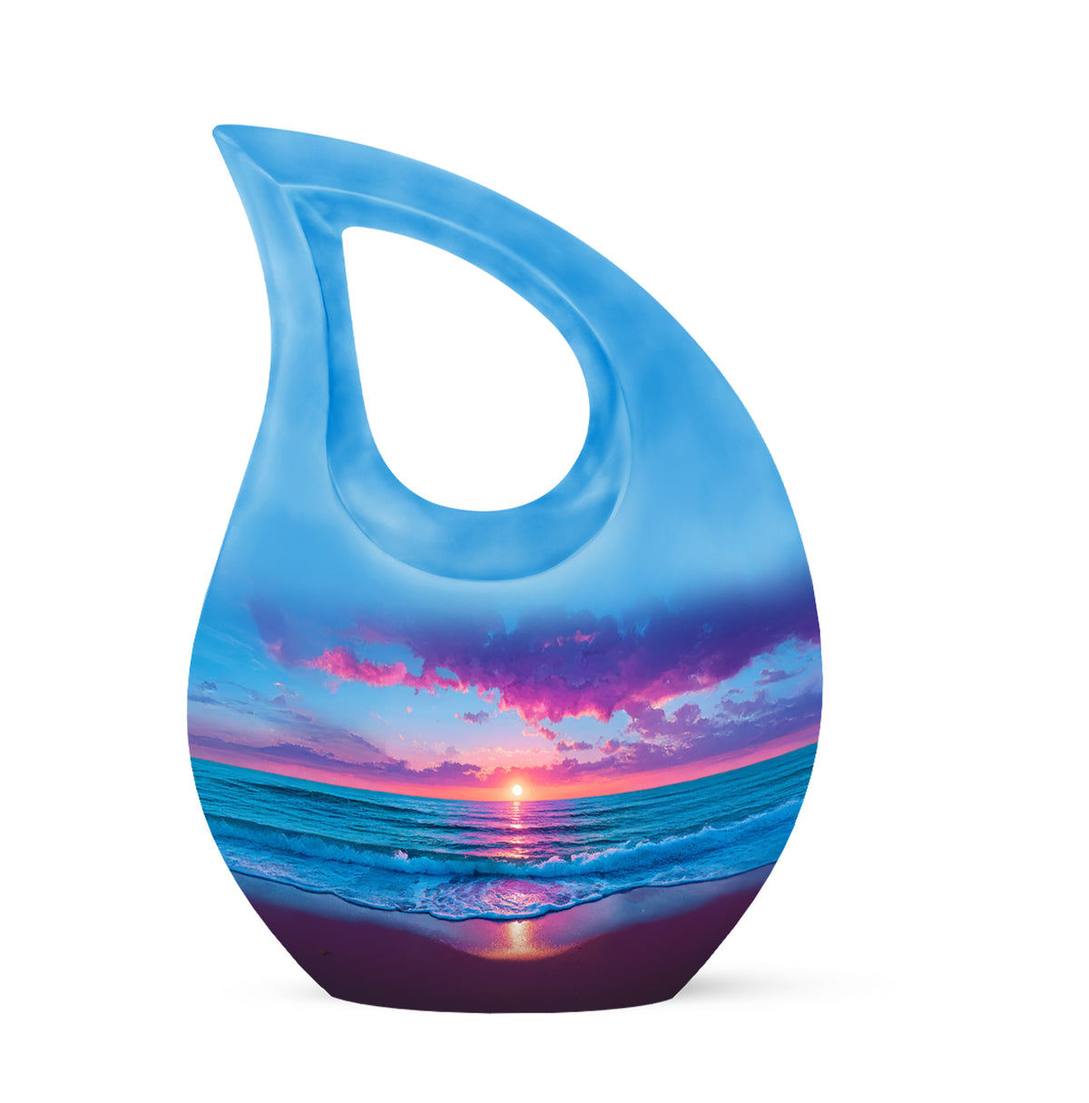 Personalized Elegant Beach Cremation Urns - Blue 10-inch, 200 cu in - Yatskia