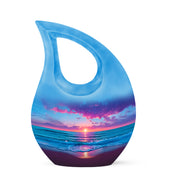 Personalized Elegant Beach Cremation Urns - Blue 10-inch, 200 cu in - Yatskia