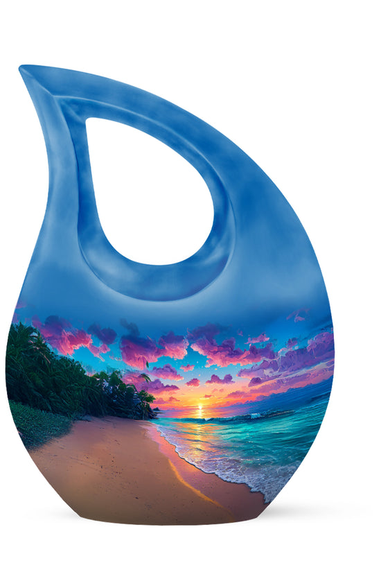 Blessed Beach Cremation Urns for Human Ashes - Blue 10-inch - Yatskia